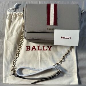 Bally Chain Crossbody Bag Gray Logo